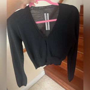 Rick Owen’s Cropped V-Neck Sweater